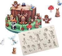 Selecto Bake Animal Moulds, Silicone 3D Animal Shapes, Grey, for Decorating Chocolate Cakes, Squirrel, Rabbit, Deer, Hedgehog and Other Forest Animals, Mushroom