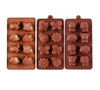 Selecto Bake Cartoons Car 3 Pcs Silicone Chocolate Moulds Insects, Animals and Auto Train Ship Plane Shaped Baking Mold Set for Candy, Jelly, Ice Cube and Soap