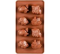 Selecto Bake Cartoons Car Mould Silicone Baking Bakeware, 1Pcs 8 Cavity 3D Car Shaped Chocolate Mold for Birthday Theme Party, Muffin Cup, Ice Cube, Soap, Cake, Bread, Tart, Pie, Flan, Pudding, Candy