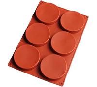 Selecto Bake Cylinder Silicone Round Cake Mould, 1 Pack 6-Cavity 4inch Silicone Disc Like Mold for Cake, Resin Coasters, Handmade Soap