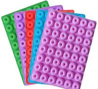 Selecto Bake Mini Donut Rings Silicone Mould 48 Cavities 1 Pack Molds Ice Cube Trays for Jelly Chocolate Cake Wax, Available in Oven Fridge Microwave Oven Freezer 1 Random Colour Sent