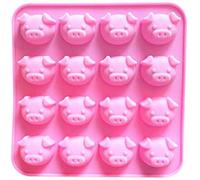 Selecto Bake Piggy Chocolate Silicone Mold, 16- Cavity Pig Face Emoticons Piglet Candy Molds for Jelly, Fondant, Hard Candy, Keto Fat Bombs, Resin