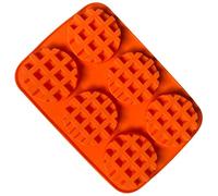 Selecto Bake Round Chocolate Waffle Silicone Mould 6 Cavity Pancakes Mould Non-Stick Mini Heart Muffin Mould - Good for Slimming World Waffles Maker and Breakfast Recipe