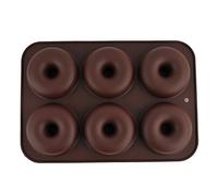 Selecto Bake Silicone Donut Moulds, Silicon Doughnut Mould Large Non-Stick 6 Cavity Molds Doughnut Tray Donut Pan Bagel Baking Tin Muffin Cupcake Biscuit Doughnut Maker Bakeware, Brown