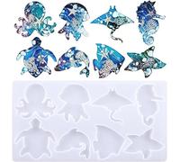 Selecto Bake Silicone Sea Animal Resin Mold Wall Hanging Mould Octopus Jellyfish Mobula Turtle Dolphin Shaped Mould Epoxy Casting Molds for Wall Décor Room Garden,3D DIY Making Handmade Home