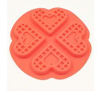 Selecto Bake Waffle Maker, Silicone Waffles Mould and Pancakes Mould - Non-Stick Mini Heart Muffin Mould - Good for Slimming World Waffles and Breakfast Recipe, Red