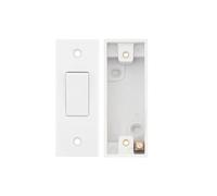 Selectric 10 Amp Square Edged Architrave Switch - 1 Gang 2 Way With 1 Gang Surface Pattress Box - 16mm Deep