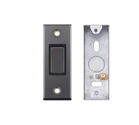 Selectric 5M Black Nickel, Black Insert 1 Gang 10A 2 Way Architrave Switch With 25mm Architrave Back Box - Flush Mount