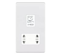 Selectric 5M-Plus Matt White 115/230V Dual Voltage Shaver Socket with White Insert