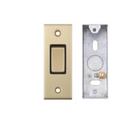 Selectric 5M Satin Brass, Black Insert 1 Gang 10A 2 Way Architrave Switch With 25mm Architrave Back Box - Flush Mount