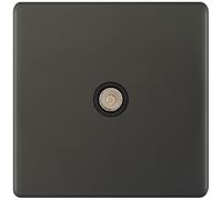 Selectric 5MPLUS-12-33 5M-PLUS Screwless 1 Gang Coaxial TV Socket - Dark Bronze, Black Insert