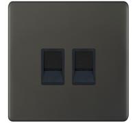 Selectric 5MPLUS-12-41 5M-PLUS Screwless 2 Gang RJ45 Data Socket - Dark Bronze, Black Insert