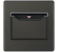 Selectric 5MPLUS-12-84 5M-PLUS Screwless 32A 1 Gang Hotel Key Card Switch - Dark Bronze, Black Insert