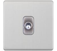Selectric 5MPLUS-178 5M-PLUS Screwless 1 Gang 10A Intermediate Toggle Switch - Satin Chrome, Grey Insert