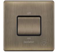 Selectric 5MPLUS-608 5M-PLUS Screwless 10AX 3 Pole Fan Isolator Switch - Antique Brass, Black Insert