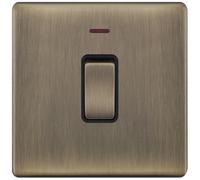 Selectric 5MPLUS-616 5M-PLUS Screwless 1 Gang 20A DP Switch with Neon - Antique Brass, Black Insert