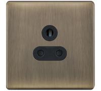Selectric 5MPLUS-626 5M-PLUS Screwless 1 Gang 5A Unswitched Round Pin Socket Outlet with Shutters - Antique Brass, Black Insert
