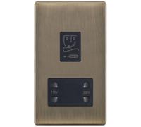 Selectric 5MPLUS-632 5M-PLUS Screwless 115V/230V Dual Voltage Shaver Socket - Antique Brass, Black Insert