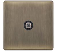 Selectric 5MPLUS-635 5M-PLUS Screwless 1 Gang F-Type Satellite Socket - Antique Brass, Black Insert