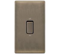 Selectric 5MPLUS-648 5M-PLUS Screwless 2 Gang 45A DP Switch - Antique Brass, Black Insert