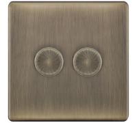 Selectric 5MPLUS-665 5M-PLUS Screwless 2 Gang 2 Way 5-100W LED Dimmer Switch - Antique Brass