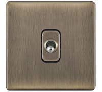 Selectric 5MPLUS-678 5M-PLUS Screwless 1 Gang 10A Intermediate Toggle Switch - Antique Brass, Black Insert