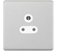 Selectric 5MPLUS-726 5M-PLUS Screwless 1 Gang 5A Unswitched Round Pin Socket Outlet with Shutters - Satin Chrome, White Insert