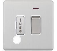Selectric 5MPLUS-730 5M-PLUS Screwless 13A DP Switched Fused Connection Unit with Neon & Flex Outlet - Satin Chrome, White Insert