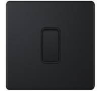 Selectric 5MPLUS-801 5M-PLUS Screwless 1 Gang 2 Way 10AX Plate Switch - Matt Black, Black Insert