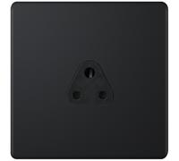Selectric 5MPLUS-825 5M-PLUS Screwless 1 Gang 2A Unswitched Round Pin Socket Outlet with Shutters - Matt Black, Black Insert