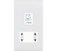Selectric 5MPLUS-932 5M-PLUS Screwless 115V/230V Dual Voltage Shaver Socket - Matt White, White Insert