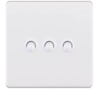 Selectric 5MPLUS-TOG-11 5M-PLUS Screwless 3 Gang 2 Way 10A Toggle Switch - Matt White