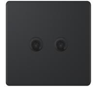 Selectric 5MPLUS-TOG-18 5M-PLUS Screwless 2 Gang 2 Way 10A Toggle Switch - Matt Black