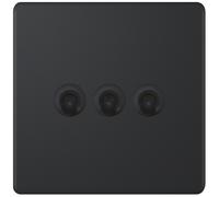 Selectric 5MPLUS-TOG-19 5M-PLUS Screwless 3 Gang 2 Way 10A Toggle Switch - Matt Black