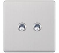 Selectric 5MPLUS-TOG-2 5M-PLUS Screwless 2 Gang 2 Way 10A Toggle Switch - Satin Chrome