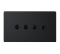 Selectric 5MPLUS-TOG-20 5M-PLUS Screwless 4 Gang 2 Way 10A Toggle Switch - Matt Black