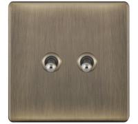 Selectric 5MPLUS-TOG-22 5M-PLUS Screwless 2 Gang 2 Way 10A Toggle Switch - Antique Brass