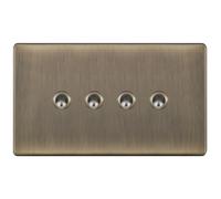 Selectric 5MPLUS-TOG-24 5M-PLUS Screwless 4 Gang 2 Way 10A Toggle Switch - Antique Brass