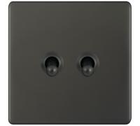 Selectric 5MPLUS-TOG-26 5M-PLUS Screwless 2 Gang 2 Way 10A Toggle Switch - Dark Bronze