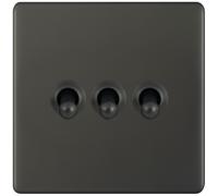 Selectric 5MPLUS-TOG-27 5M-PLUS Screwless 3 Gang 2 Way 10A Toggle Switch - Dark Bronze