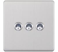 Selectric 5MPLUS-TOG-3 5M-PLUS Screwless 3 Gang 2 Way 10A Toggle Switch - Satin Chrome