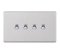 Selectric 5MPLUS-TOG-4 5M-PLUS Screwless 4 Gang 2 Way 10A Toggle Switch - Satin Chrome