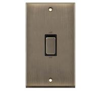 Selectric 7M-Pro Antique Brass 2 Gang 45A DP Switch with Black Insert