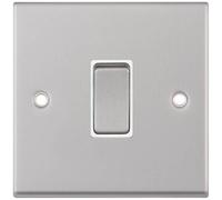 Selectric 7MPRO-101 7M-PRO 1 Gang 2 Way 10AX Plate Switch - Satin Chrome, White Insert