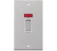 Selectric 7MPRO-118 7M-PRO 2 Gang 45A DP Switch with Neon - Satin Chrome, White Insert