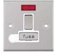Selectric 7MPRO-130 7M-PRO 13A DP Switched Fused Connection Unit with Neon & Flex Outlet - Satin Chrome, White Insert