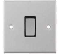 Selectric 7MPRO-201 7M-PRO 1 Gang 2 Way 10AX Plate Switch - Satin Chrome, Black Insert (Pack 10)