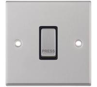 Selectric 7MPRO-206 7M-PRO 1 Gang 1 Way 10AX Push Switch "PRESS" - Satin Chrome, Black Insert