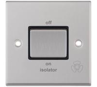 Selectric 7MPRO-208 7M-PRO 10AX 3 Pole Fan Isolator Switch - Satin Chrome, Black Insert