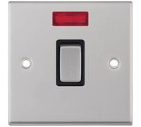 Selectric 7MPRO-216 7M-PRO 1 Gang 20A DP Switch with Neon - Satin Chrome, Black Insert
